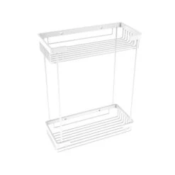 Allied Brass Double Tier Rectangular Toiletry Shower Basket In Matte White