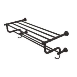 Allied Brass Carolina Collection 30-in Towel Shelf With Double Towel Bar In Oil Rubbed Bronze