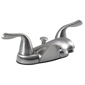 Project Source Brushed Nickel 2-Handle 4-in Centerset WaterSense Bathroom Sink Faucet With Drain 1 Project Source Brushed Nickel 2-Handle 4-in Centerset WaterSense Bathroom Sink Faucet With Drain