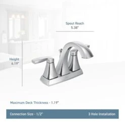 Moen Voss Brushed Nickel 2-handle 4-in Centerset WaterSense Bathroom Sink Faucet With Drain