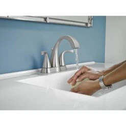 Moen Oxby Spot Resist Brushed Nickel 2-handle 4-in Centerset WaterSense Bathroom Sink Faucet With Drain -Allied Brass Shop 026508262924 05103535 1800x1800