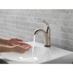 Delta Lahara Touch2Oxt Stainless 1-handle Single Hole/4-in Centerset WaterSense Bathroom Sink Faucet With Drain -Allied Brass Shop 034449643153 04873646 1800x1800