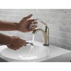 Delta Lahara Touch2Oxt Stainless 1-handle Single Hole/4-in Centerset WaterSense Bathroom Sink Faucet With Drain -Allied Brass Shop 034449643153 04873647 1800x1800
