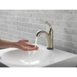 Delta Lahara Touch2Oxt Stainless 1-handle Single Hole/4-in Centerset WaterSense Bathroom Sink Faucet With Drain -Allied Brass Shop 034449643153 12171404 1800x1800