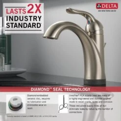 Delta Lahara Touch2Oxt Stainless 1-handle Single Hole/4-in Centerset WaterSense Bathroom Sink Faucet With Drain -Allied Brass Shop 034449643153 12171409 1800x1800