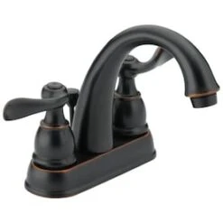 Delta Windemere Oil Rubbed Bronze 2-Handle 4-in Centerset WaterSense Bathroom Sink Faucet With Drain
