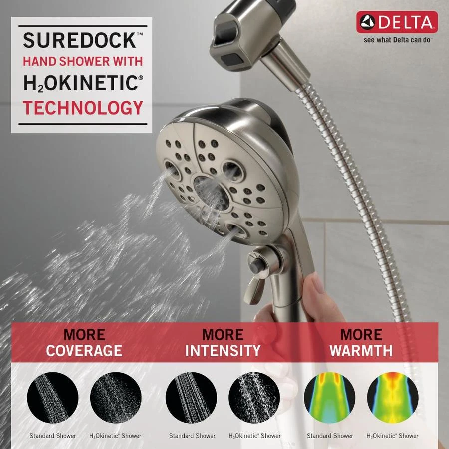 Delta Universal Showering Components Brushed Nickel 6-Spray Handheld Shower 1.75-GPM (6.6-LPM) 11 Delta Universal Showering Components Brushed Nickel 6-Spray Handheld Shower 1.75-GPM (6.6-LPM) - Image 11