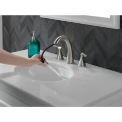 Delta Sandover Spotshield Brushed Nickel 2-handle Widespread WaterSense Bathroom Sink Faucet With Drain -Allied Brass Shop 034449928960 11982628 1800x1800