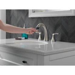 Delta Sandover Spotshield Brushed Nickel 2-handle Widespread WaterSense Bathroom Sink Faucet With Drain -Allied Brass Shop 034449928960 11982629 1800x1800