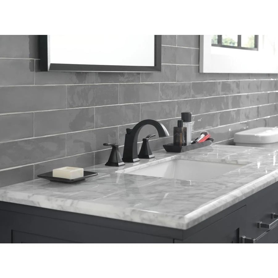 Delta Flynn Matte Black 2-handle Widespread WaterSense Bathroom Sink Faucet With Drain 4 Delta Flynn Matte Black 2-handle Widespread WaterSense Bathroom Sink Faucet With Drain - Image 4