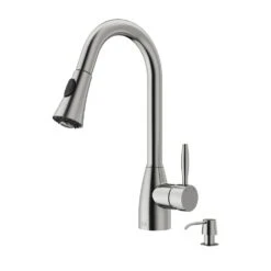 Aylesbury Single-Handle Pull-Down Sprayer Kitchen Faucet With Soap Dispenser In Stainless Steel