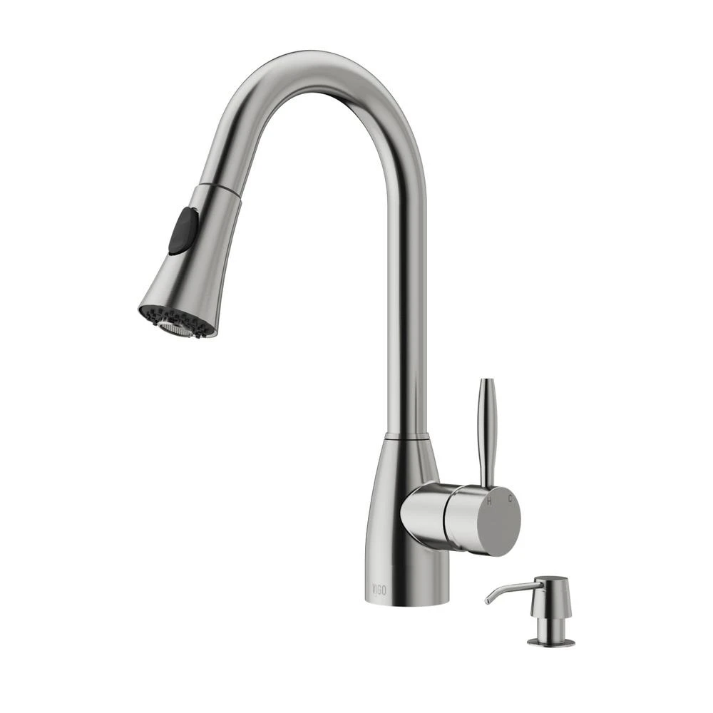 Aylesbury Single-Handle Pull-Down Sprayer Kitchen Faucet With Soap Dispenser In Stainless Steel 1 Aylesbury Single-Handle Pull-Down Sprayer Kitchen Faucet With Soap Dispenser In Stainless Steel