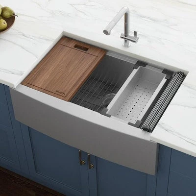 Ruvati Verona 27-in X 22-in Stainless Steel Single Bowl Tall (8-in Or Larger) Drop-In Apron Front/Farmhouse Residential Workstation Kitchen Sink 1 Ruvati Verona 27-in X 22-in Stainless Steel Single Bowl Tall (8-in Or Larger) Drop-In Apron Front/Farmhouse Residential Workstation Kitchen Sink