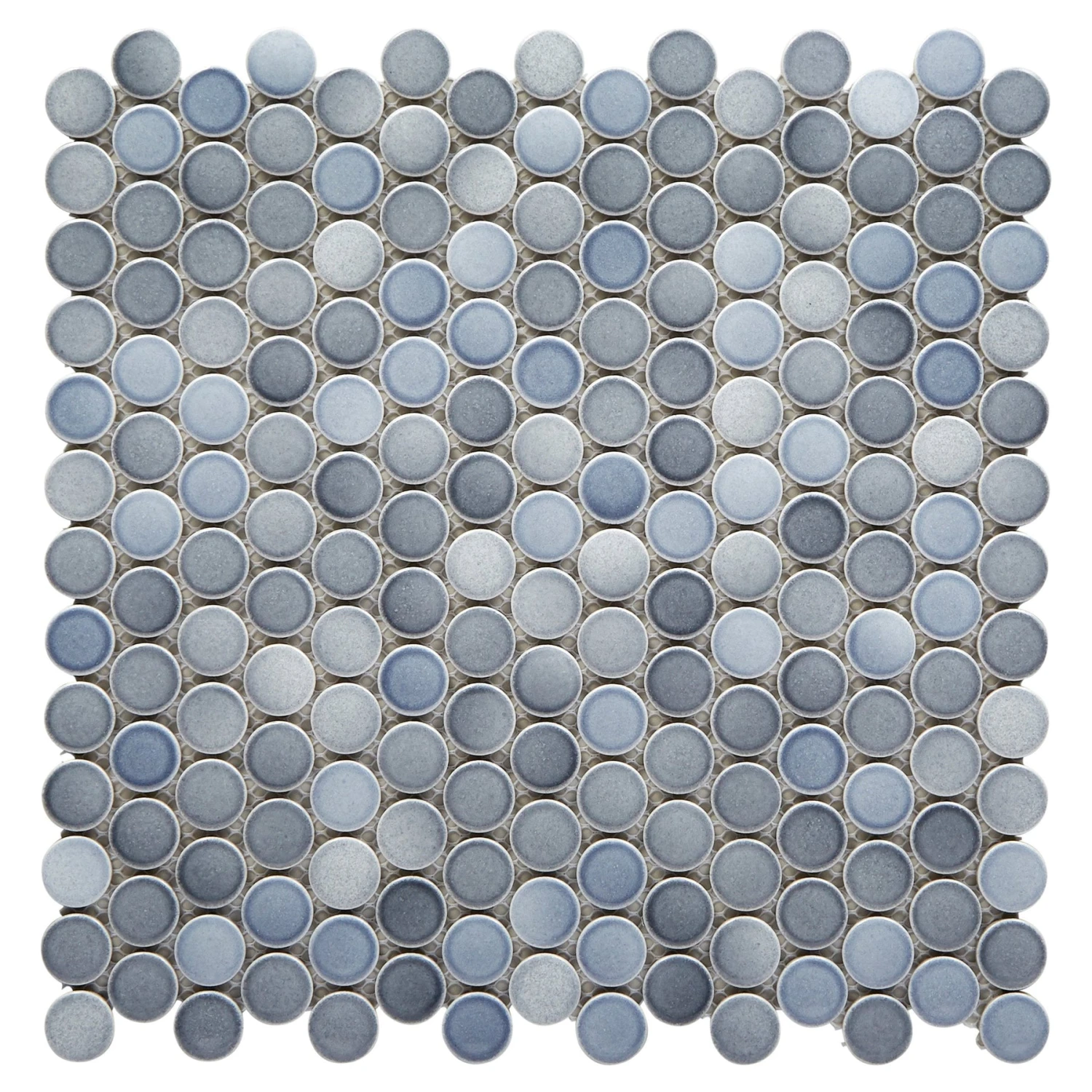 Multi Gray Polished Porcelain Penny Mosaic 2 Multi Gray Polished Porcelain Penny Mosaic - Image 2