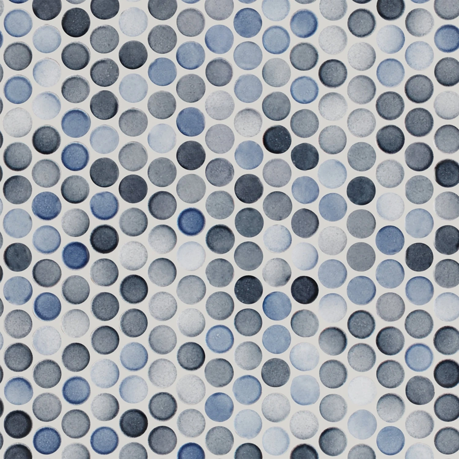 Multi Gray Polished Porcelain Penny Mosaic 1 Multi Gray Polished Porcelain Penny Mosaic