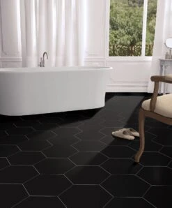 Opal Black Porcelain Tile 9 Opal Black Porcelain Tile -Allied Brass Shop 100888619 vendor0918 opal black hexagon porcelain tile bathroom room 1800x1800