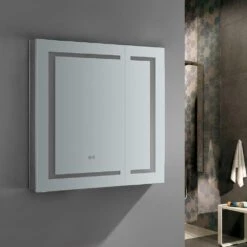 Spazio 30 In. W X 30 In. H Recessed Or Surface Mount Medicine Cabinet With LED Lighting And Mirror Defogger -Allied Brass Shop 10644dd3e3266a08b03013dd0944f239 1800x1800