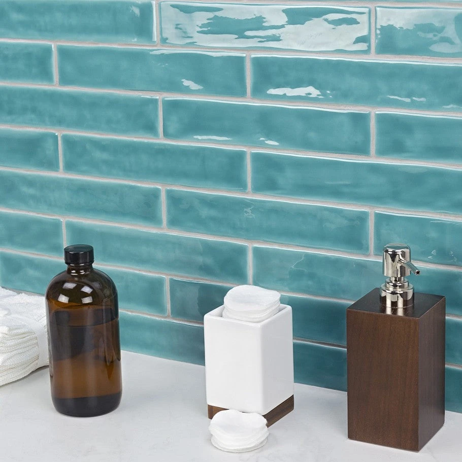 Brookline Turquoise 2 In. X 10 In. Polished Ceramic Subway Wall Tile (40 Pieces / 5.38 Sq. Ft. / Box) 2 Brookline Turquoise 2 In. X 10 In. Polished Ceramic Subway Wall Tile (40 Pieces / 5.38 Sq. Ft. / Box) - Image 2