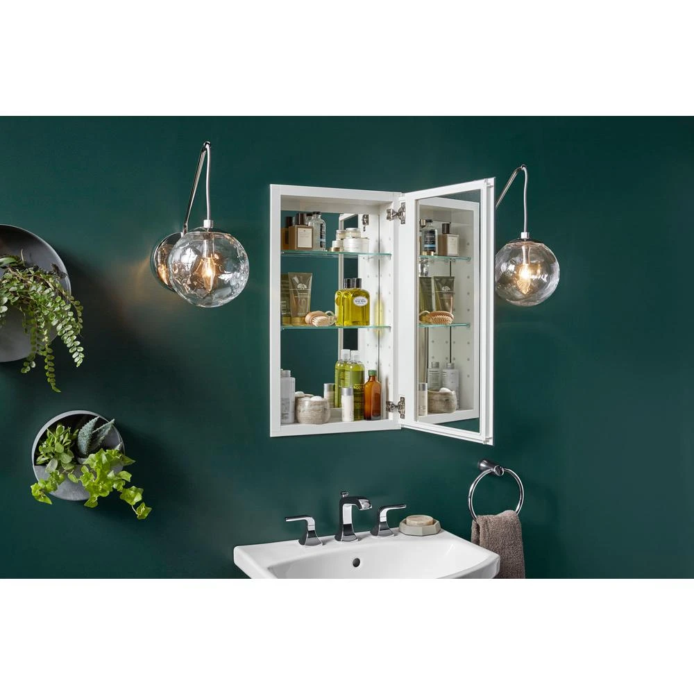 15 In. X 26 In. Recessed Or Surface Mount Medicine Cabinet In White Powder-Coat Aluminum 3 15 In. X 26 In. Recessed Or Surface Mount Medicine Cabinet In White Powder-Coat Aluminum - Image 3