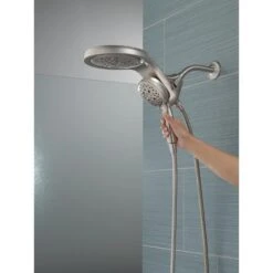 HydroRain Two-in-One 5-Spray 6 In. Dual Wall Mount Fixed And Handheld H2Okinetic Shower Head In Stainless -Allied Brass Shop 1b75b0fae204946e90ee05771d8536a7 1800x1800