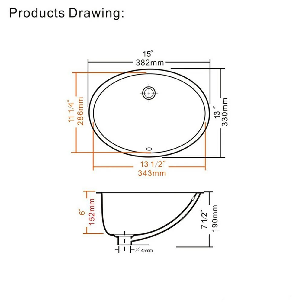 Boyel Living 13 In. X 11 In. Bathroom Ceramic Sink Oval Lavatory Undercounter In White, 2 Boyel Living 13 In. X 11 In. Bathroom Ceramic Sink Oval Lavatory Undercounter In White, - Image 2