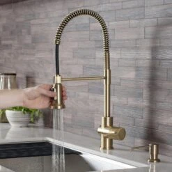 Britt Single-Handle Pull Down Sprayer Kitchen Faucet In Brushed Gold 15 Britt Single-Handle Pull Down Sprayer Kitchen Faucet In Brushed Gold -Allied Brass Shop 1fcd7b4fb33d50f1bf5fbe9108ce5bc3 1800x1800