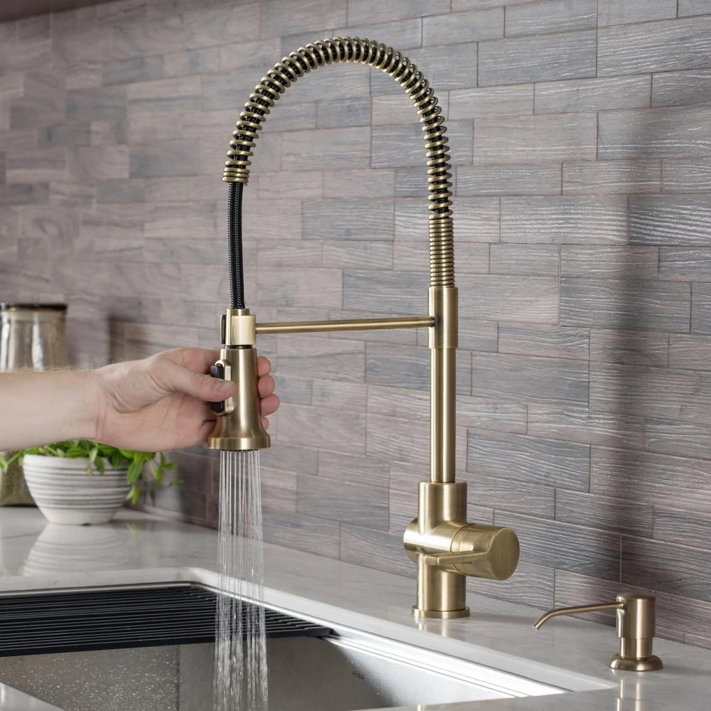 Britt Single-Handle Pull Down Sprayer Kitchen Faucet In Brushed Gold 3 Britt Single-Handle Pull Down Sprayer Kitchen Faucet In Brushed Gold - Image 3