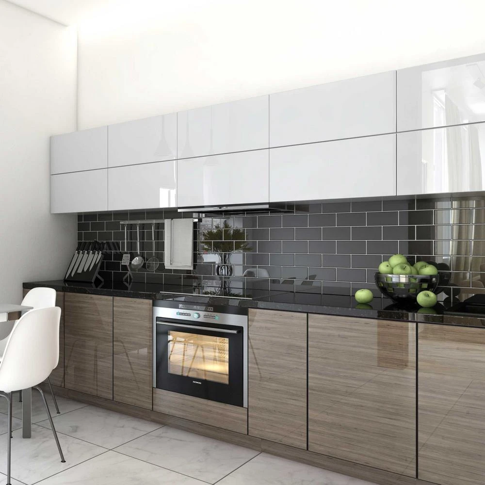 Giorbello Black 3 In. X 6 In. X 8 Mm Glass Subway Tile (5.5 Sq. Ft./case) 2 Giorbello Black 3 In. X 6 In. X 8 Mm Glass Subway Tile (5.5 Sq. Ft./case) - Image 2