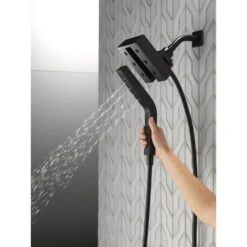 In2ition Two-in-One 4-Spray 5.9 In. Dual Wall Mount Fixed And Handheld H2Okinetic Shower Head In Matte Black -Allied Brass Shop 263fed36ad46b4664db1ce98a7cdc210 1800x1800
