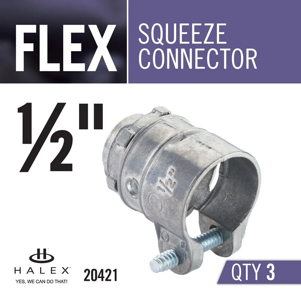1/2 In. Flexible Metal Conduit (FMC) Squeeze Connector (3-Pack) 4 1/2 In. Flexible Metal Conduit (FMC) Squeeze Connector (3-Pack) - Image 4