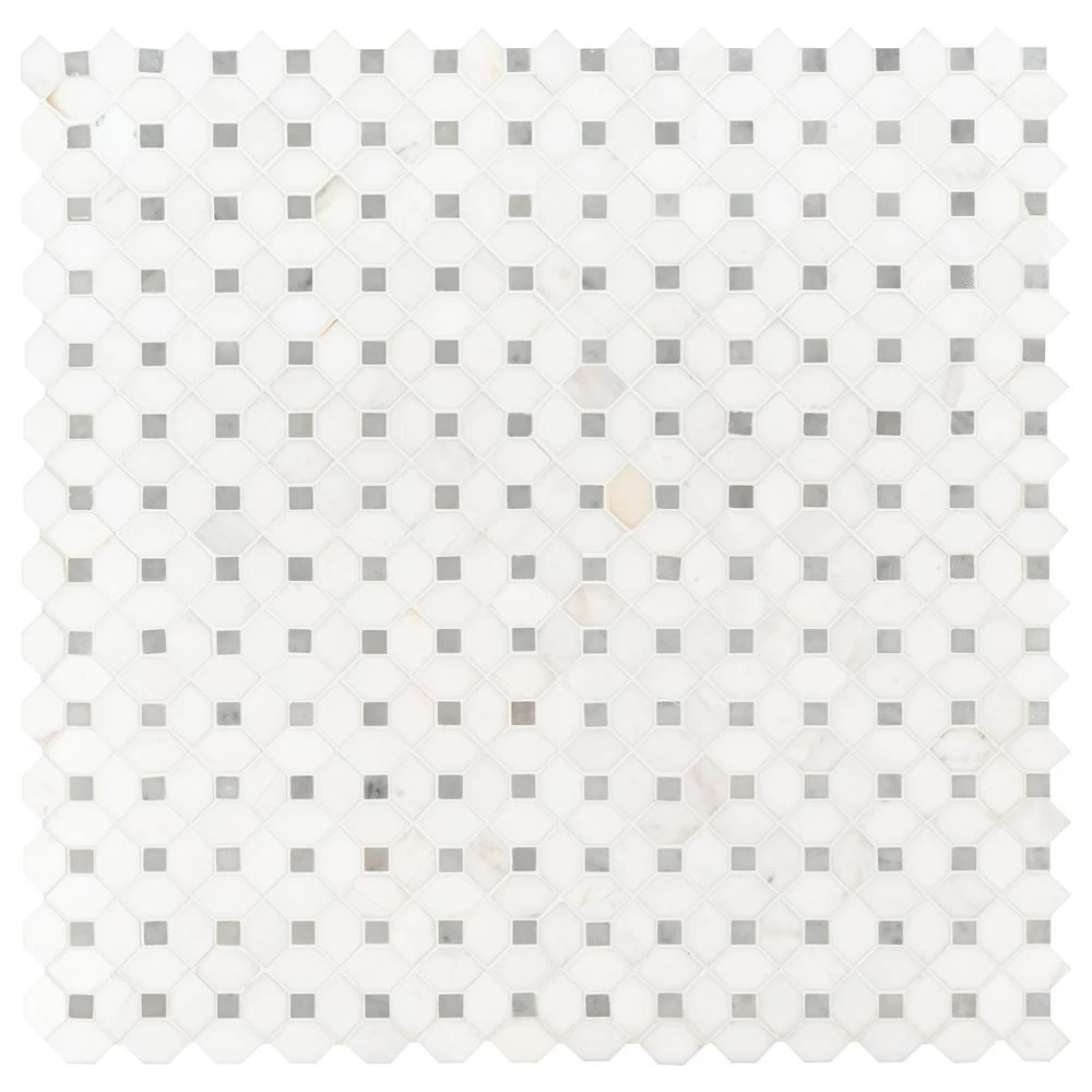 MSI Bianco Dolomite Dotty 12.31 In. X 12.36 In. X 10 Mm Polished Marble Mesh-Mounted Mosaic Tile (10.6 Sq. Ft. / Case) 1 MSI Bianco Dolomite Dotty 12.31 In. X 12.36 In. X 10 Mm Polished Marble Mesh-Mounted Mosaic Tile (10.6 Sq. Ft. / Case)