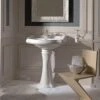 WS Bath Collections Heritage WSBC Pedestal Sink Combo In Ceramic White With 3 Faucet Holes