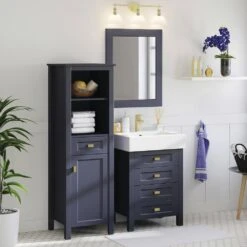 MagickWoods Montgomery 19"W X 18-1/2"D X 60"H Midnight Blue Linen Cabinet -Allied Brass Shop 31019 scene2 mw 1800x1800