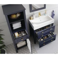 MagickWoods Montgomery 19"W X 18-1/2"D X 60"H Midnight Blue Linen Cabinet -Allied Brass Shop 31019 scene5 mw 1800x1800