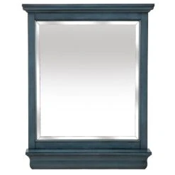 29.00 In. W X 36.00 In. H Framed Rectangular Beveled Edge Bathroom Vanity Mirror In Harbor Blue