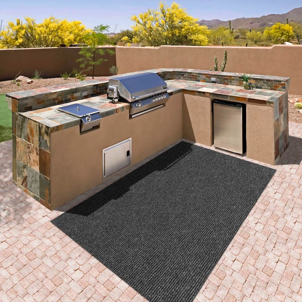 Heavy-Duty Ribbed Indoor/Outdoor Carpet With Rubber Marine Backing - Charcoal Black 6' X 10' - Several Sizes Available - Carpet Flooring For Patio, Porch, Deck, Boat, Basement Or Garage 7 Heavy-Duty Ribbed Indoor/Outdoor Carpet With Rubber Marine Backing - Charcoal Black 6' X 10' - Several Sizes Available - Carpet Flooring For Patio, Porch, Deck, Boat, Basement Or Garage - Image 7