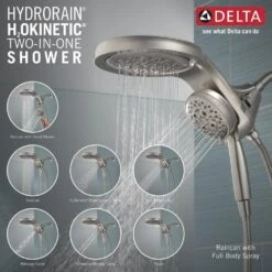 HydroRain Two-in-One 5-Spray 6 In. Dual Wall Mount Fixed And Handheld H2Okinetic Shower Head In Stainless -Allied Brass Shop 34aec572359102438b1c2a55310c3151 1800x1800