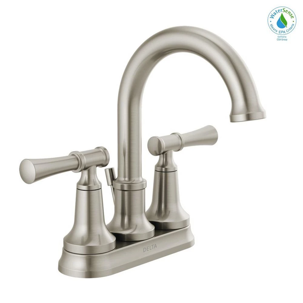Chamberlain 4 In. Centerset 2-Handle Bathroom Faucet In SpotShield Brushed Nickel 1 Chamberlain 4 In. Centerset 2-Handle Bathroom Faucet In SpotShield Brushed Nickel