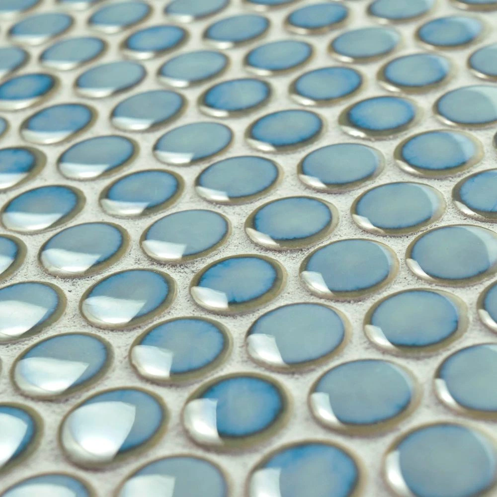 Merola Tile Hudson Penny Round Marine 12 In. X 12-5/8 In. X 5 Mm Porcelain Mosaic Tile (10.74 Sq. Ft. / Case) 4 Merola Tile Hudson Penny Round Marine 12 In. X 12-5/8 In. X 5 Mm Porcelain Mosaic Tile (10.74 Sq. Ft. / Case) - Image 4