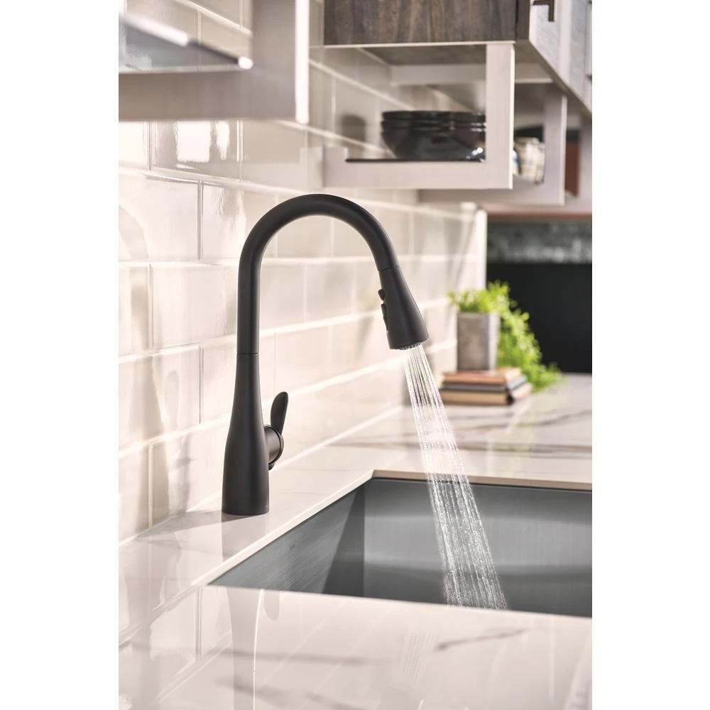 Arbor Single-Handle Pull-Down Sprayer Kitchen Faucet With Reflex And Soap/Lotion Dispenser In Matte Black 2 Arbor Single-Handle Pull-Down Sprayer Kitchen Faucet With Reflex And Soap/Lotion Dispenser In Matte Black - Image 2