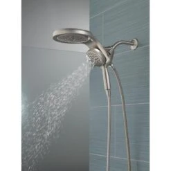HydroRain Two-in-One 5-Spray 6 In. Dual Wall Mount Fixed And Handheld H2Okinetic Shower Head In Stainless -Allied Brass Shop 4072e6310606108db39643192e91760a 1800x1800