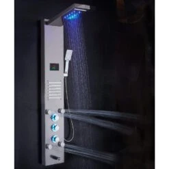 53 In. 10-Jet Shower Panel System In Brushed Nickel With LED Rainfall Waterfall Shower Head Handshower And Tub Spout 10 53 In. 10-Jet Shower Panel System In Brushed Nickel With LED Rainfall Waterfall Shower Head Handshower And Tub Spout -Allied Brass Shop 40becfe0be8bcb40cc13c218d428b2bd 1800x1800