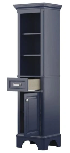 Foremost® Williamson 18"W X 67-1/2"H Aegean Blue Linen Cabinet 10 Foremost® Williamson 18"W X 67-1/2"H Aegean Blue Linen Cabinet -Allied Brass Shop 4838041 ANGLE OPEN 1800x1800
