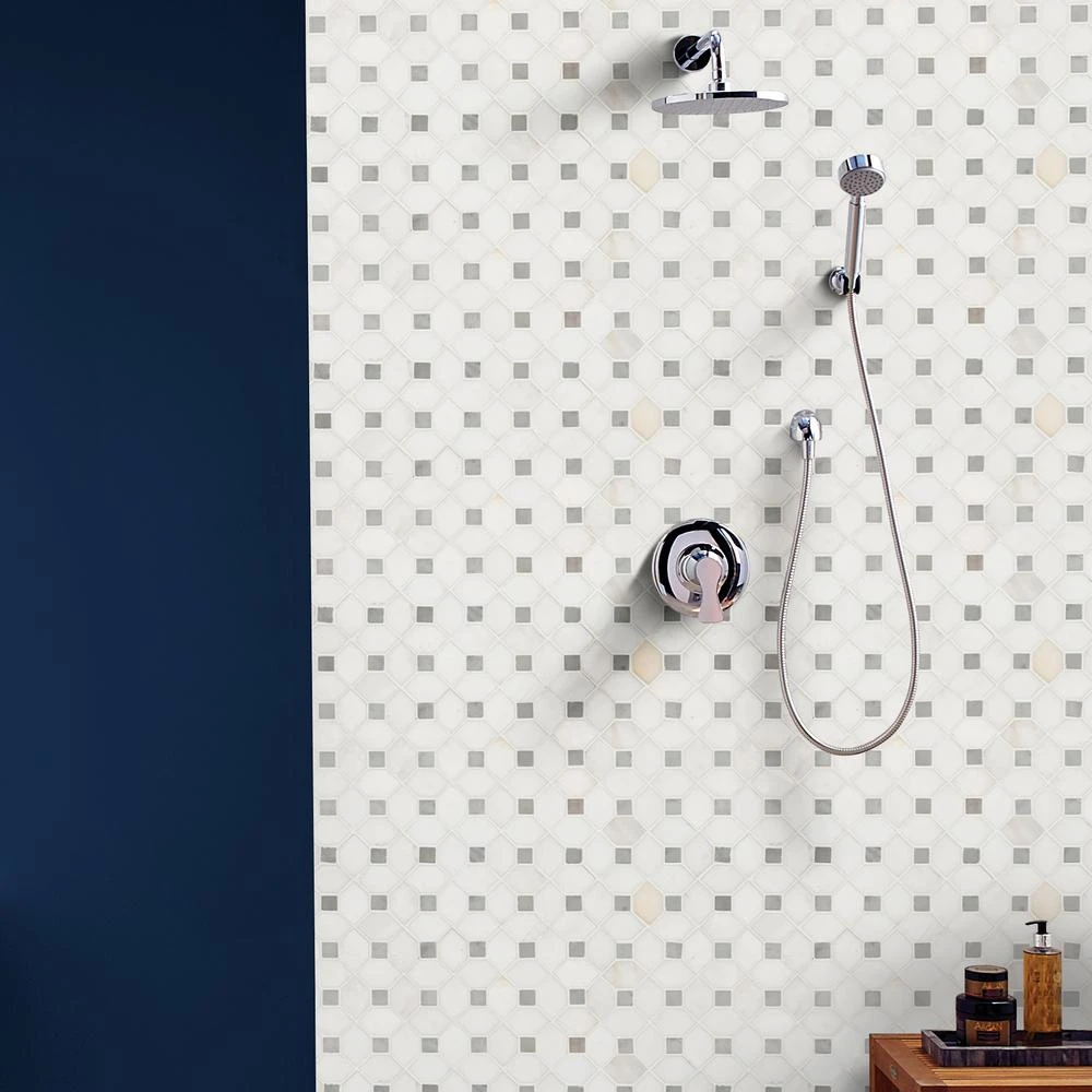 MSI Bianco Dolomite Dotty 12.31 In. X 12.36 In. X 10 Mm Polished Marble Mesh-Mounted Mosaic Tile (10.6 Sq. Ft. / Case) 4 MSI Bianco Dolomite Dotty 12.31 In. X 12.36 In. X 10 Mm Polished Marble Mesh-Mounted Mosaic Tile (10.6 Sq. Ft. / Case) - Image 4