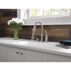 Lakeview Single-Handle Pull-Down Sprayer Kitchen Faucet With Soap Dispenser In Stainless -Allied Brass Shop 4da271fdf69f18cf704a9aa17db9a06c 1800x1800