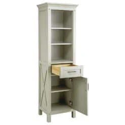 Foremost® Rayna 20"W X 15"D X 68"H Gray Linen Cabinet -Allied Brass Shop 6050440 Angle Open 1 1800x1800