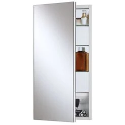 Jensen Meridian 15-in X 35-in Rectangle Surface/Recessed Mirrored Medicine Cabinet With Outlet