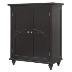 Elegant Home Fashions Versailles 27-in W X 34-in H X 13.5-in D Dark Espresso MDF Freestanding Linen Cabinet
