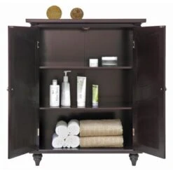 Elegant Home Fashions Versailles 27-in W X 34-in H X 13.5-in D Dark Espresso MDF Freestanding Linen Cabinet -Allied Brass Shop 674278005717 11624579 1800x1800