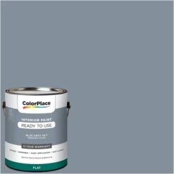 ColorPlace Pre Mixed Ready To Use, Interior Paint, Blue Grey Sky, Flat Finish, 1 Gallon
